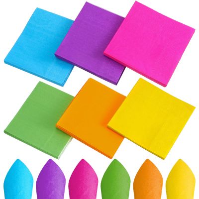 120 Pieces Cocktail Napkin for Hawaii Mexican Party Tropical Luau Supplies, Rainbow Luncheon Paper Napkins Bulk 2 Ply Disposable Dinner Napkins for Birthday Fiesta Jungle Baby Shower