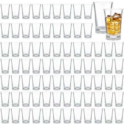 85 Pieces Unbreakable Bulk 1.4 Oz Heavy Base Whiskey Clear Cute Shot Glasses for Bar Party Favor, Night Bar Game