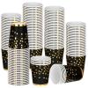 Eaasty 200 Pcs Black Gold Foil Paper Cups 9 oz Disposable Coffee Cups for Hot or Cold Drinks Tea for Graduation Wedding Anniversary Rose Baby Shower Party Supplies view 1