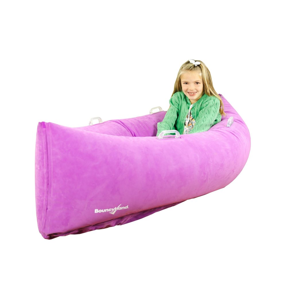 Bouncyband Medium Comfy Peapod Sensory Chair - Purple 60" - Fun, Inflatable Peapod Chair Provides Therapeutic Sensory Relief and Compression for Kids Ages 6-12, Includes Electric Air Pump