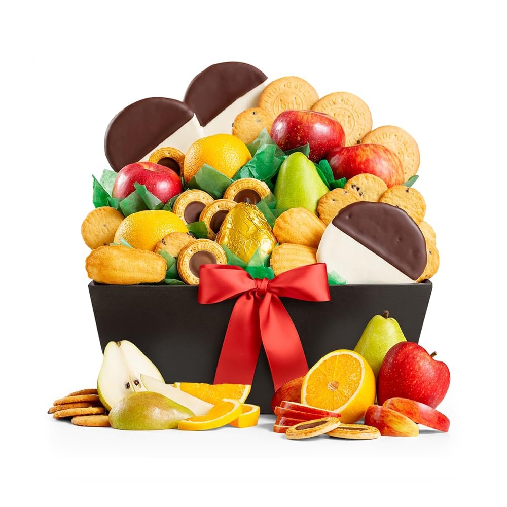 GiftTree Premium Grade Fruit and Cookies Gift Basket Fresh Orchard Fruits with Handcrafted Artisan Cookies, Perfect Holiday, Birthday, or Thank You Gift