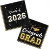 Karenhi 2026 Graduation Napkins Class of 2026 Disposable Black and Gold Congrats Grad Cocktail Napkins Paper 3 Ply for High School University College Graduation Party Decorations, 2 Design(100 Pcs) view 1