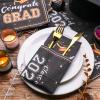 Karenhi 2026 Graduation Napkins Class of 2026 Disposable Black and Gold Congrats Grad Cocktail Napkins Paper 3 Ply for High School University College Graduation Party Decorations, 2 Design(100 Pcs) view 2