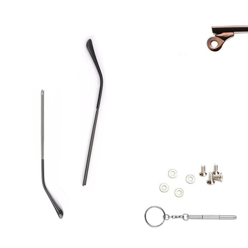 1 Pair Metal Plastic Glasses Replacement Glasses Replacement Temple Eyeglasses Arms Legs, Screws, Screw Washers and 3-in-1 Screwdriver