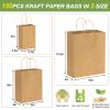TOMNK 180pcs Brown Paper Bags with Handles Bulk, (8/10/12.6 Inches) 60 Per Size, Assorted Size Kraft Paper Gift Bags for Business, Shopping, Retail, Merchandise view 2