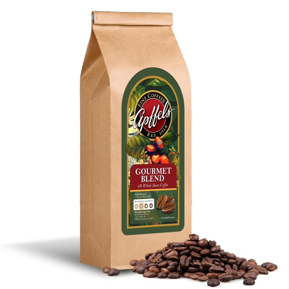 Apffels Original Gourmet Blend  Whole Bean, Medium Roast, 100% Arabica Coffee, (2lb Bag)