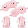 Geyoga 2 Pcs Cute Sleep Eye Masks for Adult Silk Sleep Eye Cover Cute Lightweight Adjustable Eyeshade Mask Satin Night Eyeshade Covers with 2 Pcs Storage Bag(Adult, Pink) view 1