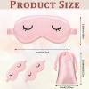 Geyoga 2 Pcs Cute Sleep Eye Masks for Adult Silk Sleep Eye Cover Cute Lightweight Adjustable Eyeshade Mask Satin Night Eyeshade Covers with 2 Pcs Storage Bag(Adult, Pink) view 2