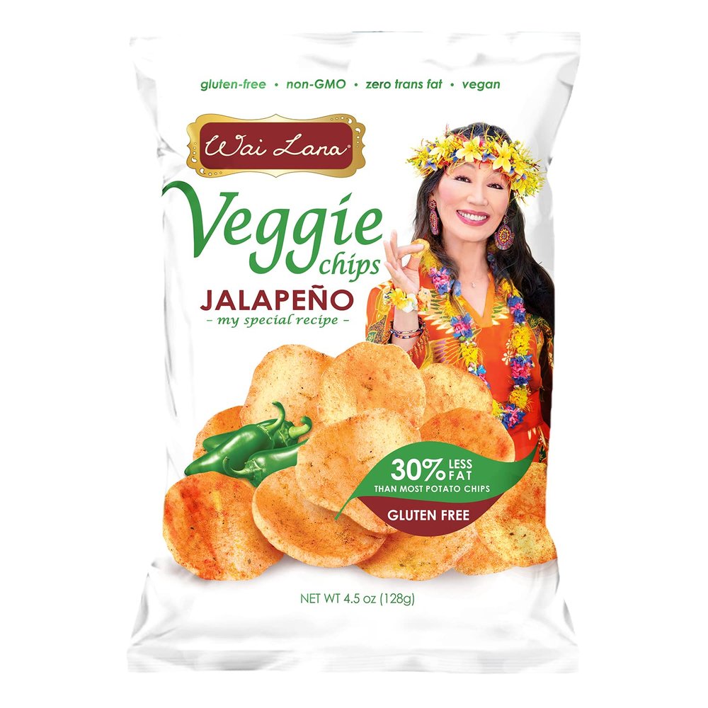 Wai Lana Veggie Chips - Gluten Free, Non-GMO, Vegan, Zero Trans Fats (Jalapeno, 4.5 Ounce (Pack of 12))