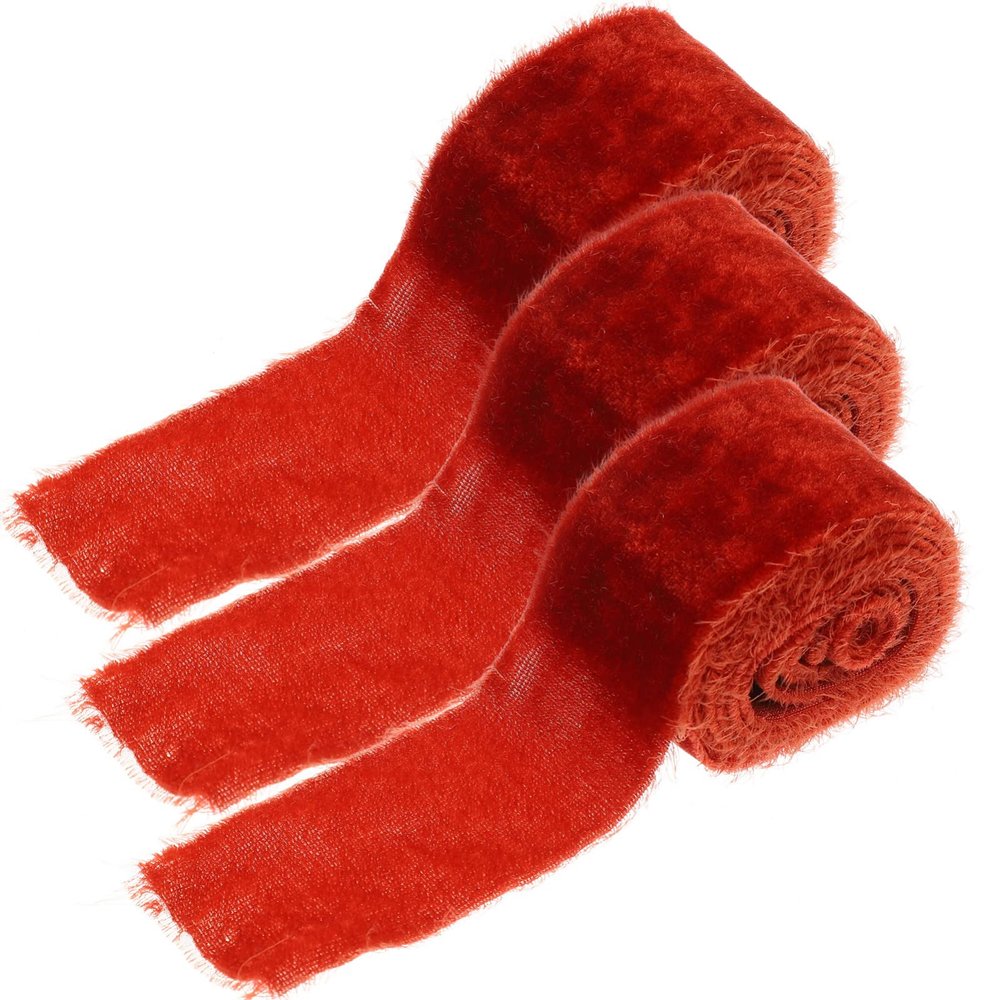 Ciieeo 3rolls Ribbon Hand-Torn Edged Ribbons for Present Packaging Wedding Decor Craft Projects and Seasonal Celebrations Smooth Polyester Frayed Design