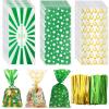 Roowest 300 Pcs St Patrick's Day Cellophane Bags Lucky Shamrock Treat 11 x 5 Inches Goodie Plastic Clover Party Favor Bags with 300 Twist Ties for Irish Day Party Favor view 1