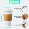 JOLLY PARTY [50 Pack] 16 oz Paper Coffee Cups, Disposable Paper Coffee Cup with Lids, Sleeves, and Stirrers, Hot/Cold Beverage Drinking Cup for Water, Juice or Tea, Suitable for Home, Shops and Cafes view 2