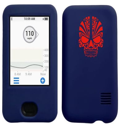 usastar-SNK Dexcom G6 Receiver CGM Silicone Case with A Skull Design (Skull-navy2)