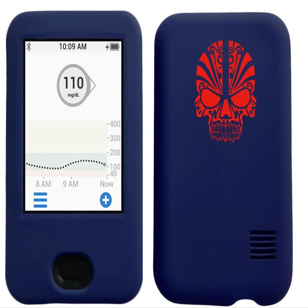 usastar-SNK Dexcom G6 Receiver CGM Silicone Case with A Skull Design (Skull-navy2)