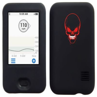 usastar-SNK Dexcom G6 Receiver CGM Silicone Case with A Skull Design (Skull-black1)