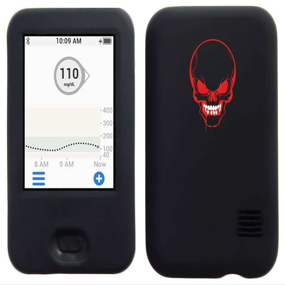 usastar-SNK Dexcom G6 Receiver CGM Silicone Case with A Skull Design (Skull-black1)