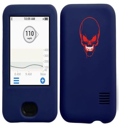 usastar-SNK Dexcom G6 Receiver CGM Silicone Case with A Skull Design (Skull-navy1)
