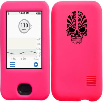usastar-SNK Dexcom G6 Receiver CGM Silicone Case with A Skull Design (Skull-hot pink2)