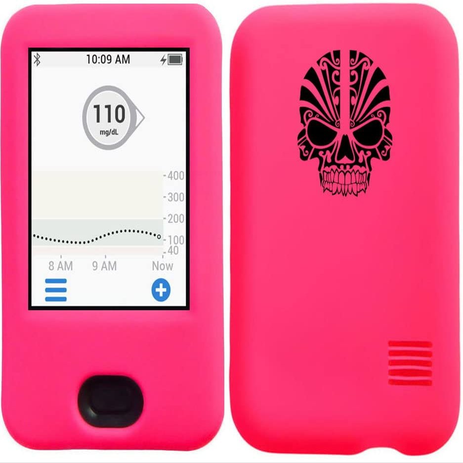 usastar-SNK Dexcom G6 Receiver CGM Silicone Case with A Skull Design (Skull-hot pink2)