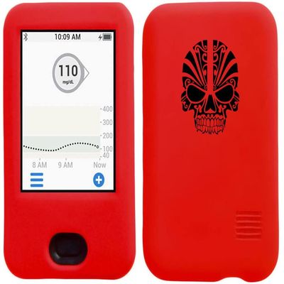 usastar-SNK Dexcom G6 Receiver CGM Silicone Case with A Skull Design (Skull-red2)