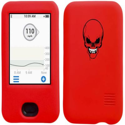 usastar-SNK Dexcom G6 Receiver CGM Silicone Case with A Skull Design (Skull-red1)