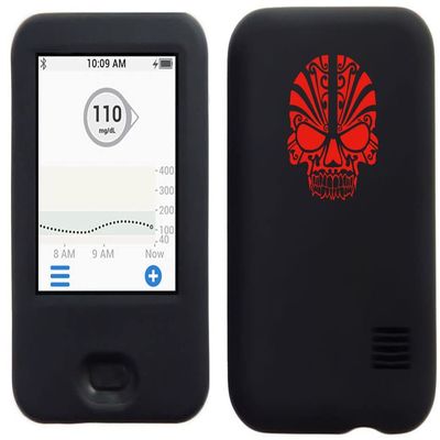 usastar-SNK Dexcom G6 Receiver CGM Silicone Case with A Skull Design (Skull-black2)