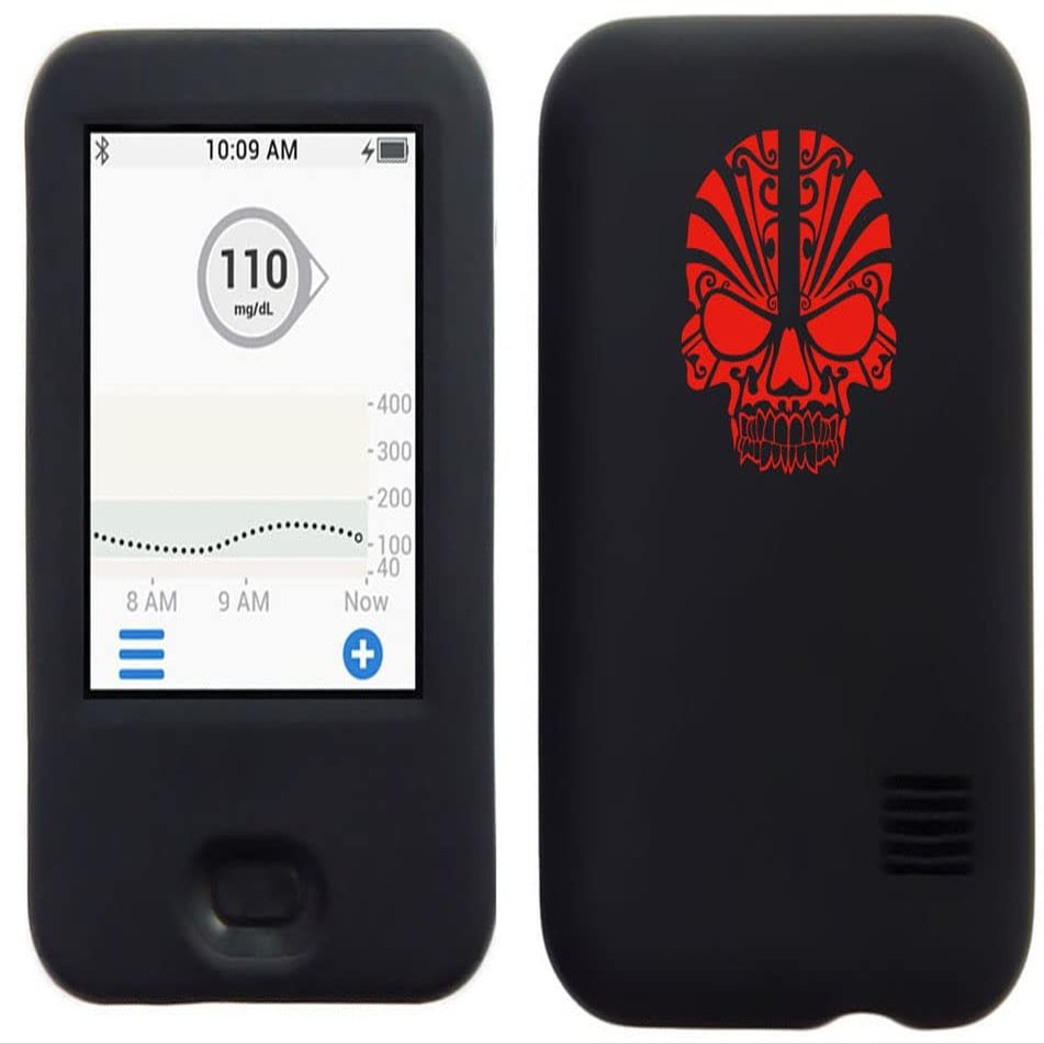 usastar-SNK Dexcom G6 Receiver CGM Silicone Case with A Skull Design (Skull-black2)