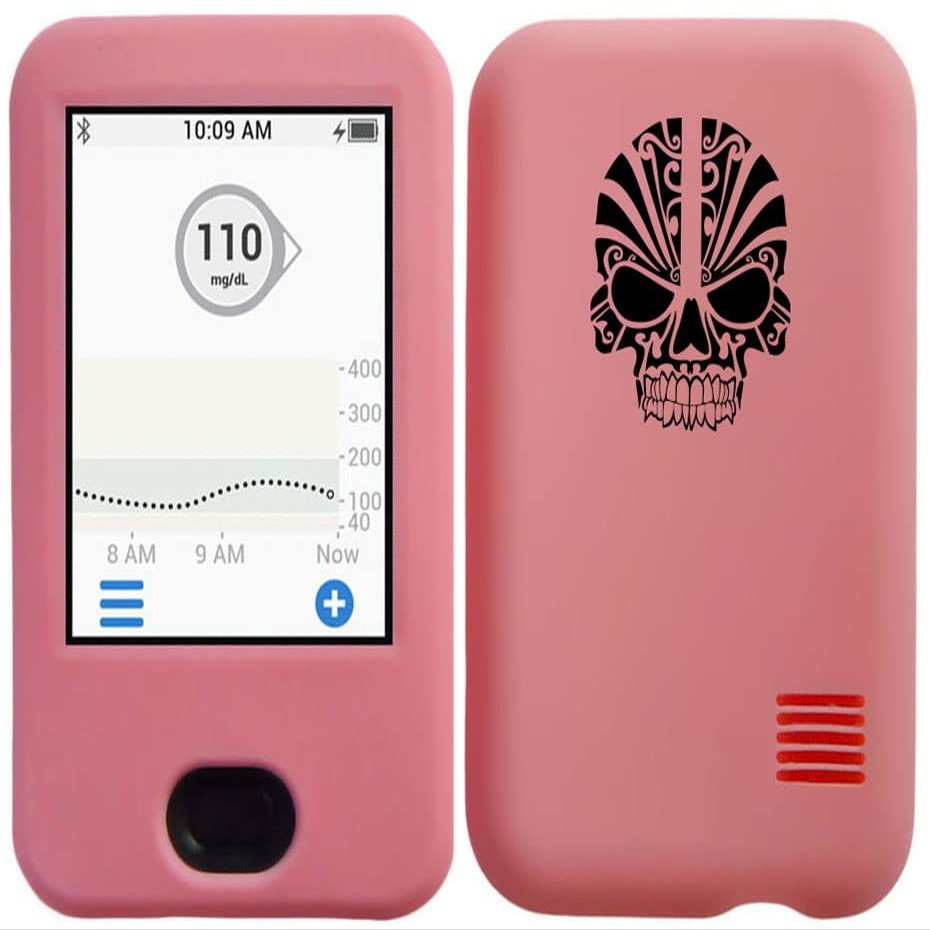 usastar-SNK Dexcom G6 Receiver CGM Silicone Case with A Skull Design (Skull-pink2)