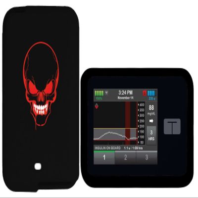 Premium Silicone Case with A Skull Design for Tandem Diabetes Care Insulin Pump T:Slim X2 Pump (Skull-BLACK1)