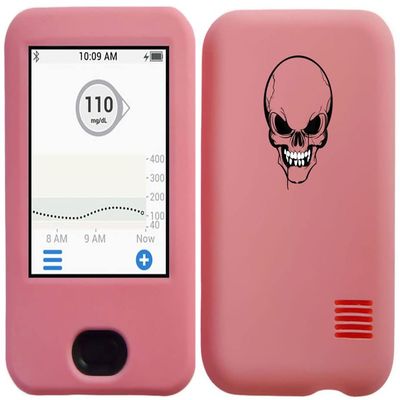 usastar-SNK Dexcom G6 Receiver CGM Silicone Case with A Skull Design (Skull-pink1)