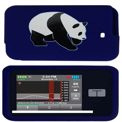 Premium Silicone Case with A Panda Pattern for Tandem Diabetes Care Insulin Pump T:Slim X2 Pump (Navy-Panda)