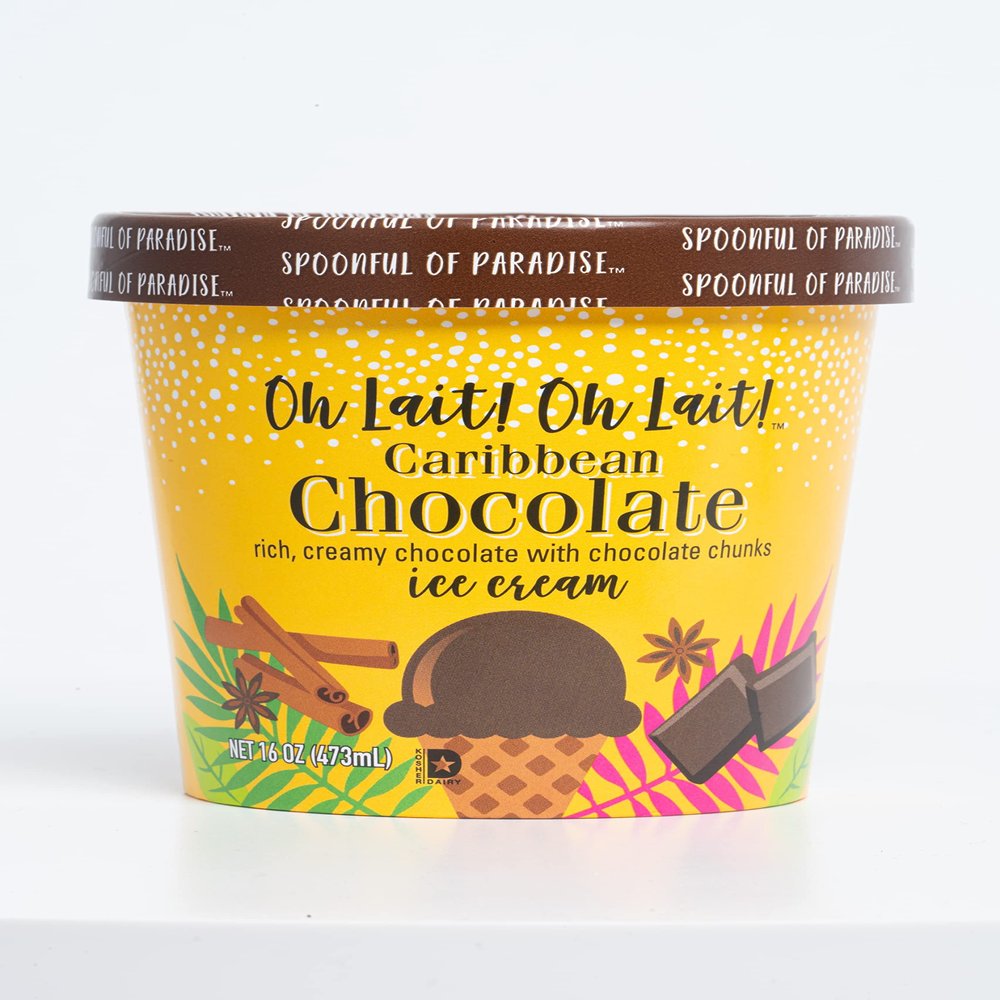Oh Lait! Oh Lait! Haitian Ice Cream CARIBBEAN CHOCOLATE ICE CREAM (Pack of 4)