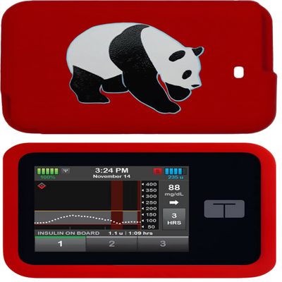 Premium Silicone Case with A Panda Pattern for Tandem Diabetes Care Insulin Pump T:Slim X2 Pump (red-Panda)