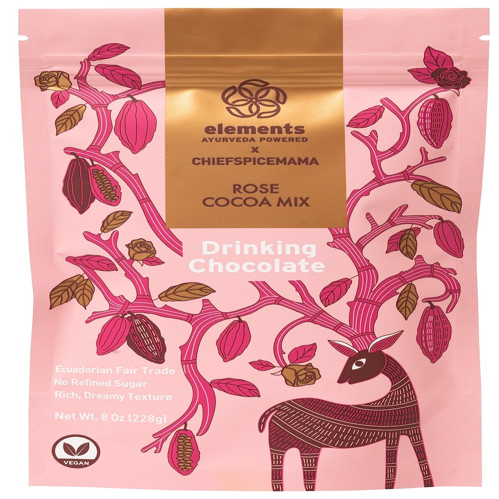Elements Truffles Rose Cocoa Hot Chocolate Powder Mix 228g | No Added Sugar, Rich & Dreamy Texture | Enriched with Cocoa, Coconut Palm Sugar | Ideal for Hot or Cold Milk & Desserts (Pack of 2)