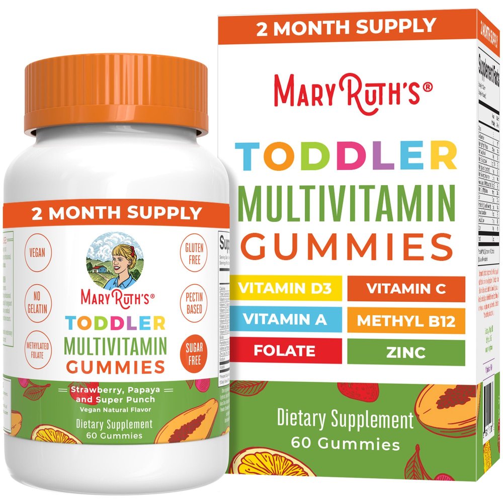 MaryRuth Organics Sugar Free Vitamin Gummies for Kids Age 2 | 2 Month Supply Multivitamin with Vitamin C, D3, Zinc | 1 Gummy Per Day | Toddler Vitamins | Sugar Free | Vegan | Non GMO | 60 Count