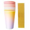 C.R. Gibson TWCS-25329 Kailo Chic Disposable Paper Cups with Straws for Parties, 16. fl. Oz, Ombre, 8pcs view 1