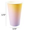 C.R. Gibson TWCS-25329 Kailo Chic Disposable Paper Cups with Straws for Parties, 16. fl. Oz, Ombre, 8pcs view 4