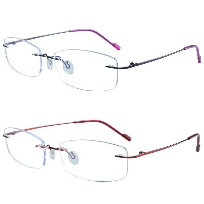 YEIN Blue Light Blocking Glasses, Anti Eyestrain, TV Glasses for Women Men(Purple + Red,+2.00)