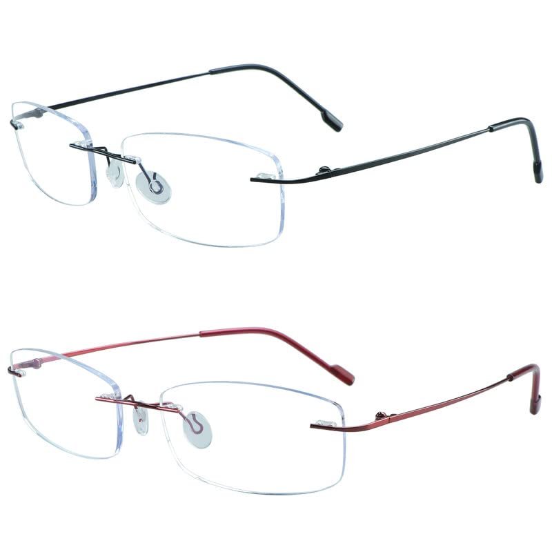 YEIN Blue Light Blocking Glasses, Anti Eyestrain, TV Glasses for Women Men(Black + Red,+2.50)