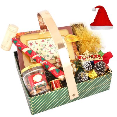 Ghasitaram Gifts Jaiccha Christmas Gifts Christmas Green Basket Hamper