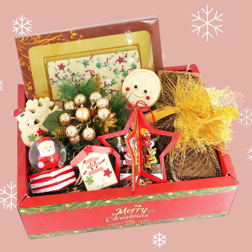 Ghasitaram Gifts Jaiccha Christmas Gifts Christmas Hamper box With Chocolate Bark