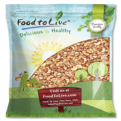 Food to Live - Dry Roasted Cashew Halves and Pieces, 8 Pounds  Unsalted Oven Roasted, No Oil Added, Keto, Kosher. High in Protein, Healthy Fats.