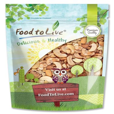 Food to Live - Dry Roasted Cashew Halves and Pieces, 1 Pound  Unsalted Oven Roasted, No Oil Added, Keto, Kosher. High in Protein, Healthy Fats.