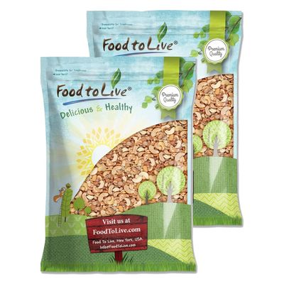 Food to Live - Dry Roasted Cashew Halves and Pieces, 16 Pounds  Unsalted Oven Roasted, No Oil Added, Keto, Kosher. High in Protein, Healthy Fats.
