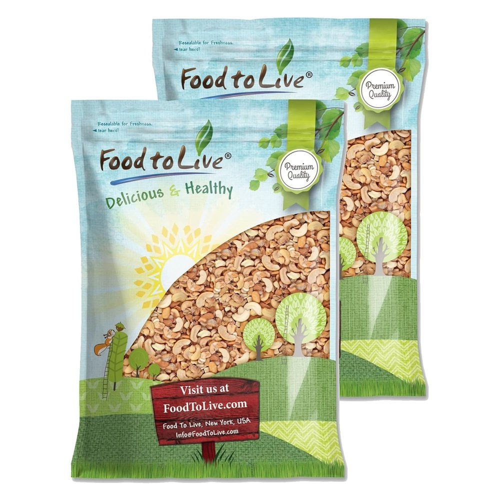 Food to Live - Dry Roasted Cashew Halves and Pieces, 16 Pounds  Unsalted Oven Roasted, No Oil Added, Keto, Kosher. High in Protein, Healthy Fats.