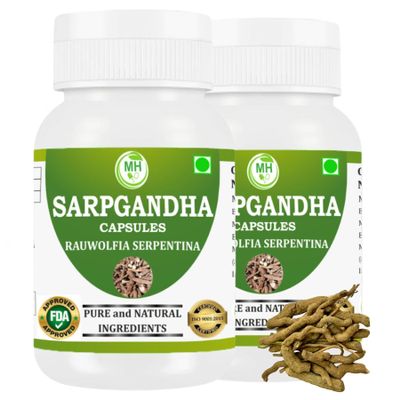 Morsan Healthcare's Sarpgandha (Rauwolfia serpentina) Capsules, Combo Pack of 2 x 60 x 500 mg. Veg. Capsules (2)