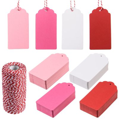 360 Pcs Pink Gift Tags Kraft Paper Gift Tags Hanging Gift Label Tags Name Price Tags with String for Wedding Birthday Party Gift Wrapping Decorations, Red, Pink, White, Rose