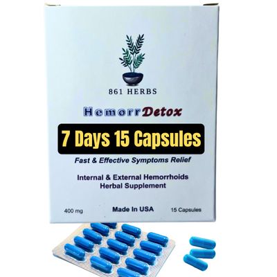 861 HERBS Hemorrhoid Detox 7 Days 15 Capsules,Addresses Underlying Causes, Natural Relief,Vein Purification