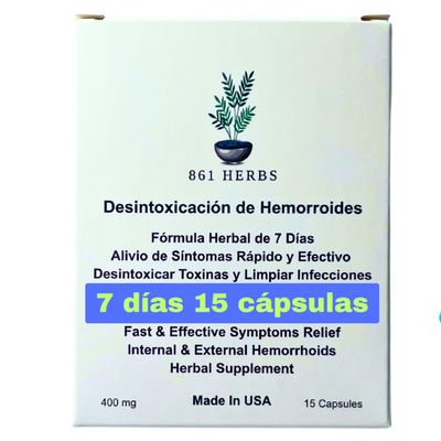 861 HERBS Hemorrhoid Detox,7 Days 15 Capsules, Abordar las causas subyacentes, purificar y calmar las venas, alivio Natural