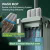 JOYMOOP Mop and Bucket with Wringer Set for Floor Cleaning and Wall Cleaner, Flat Mop and Bucket System Set with 2 Mops and 8 Large Microfiber Pads - Green view 2